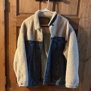 American Eagle Denim Jacket with Sherpa Lining